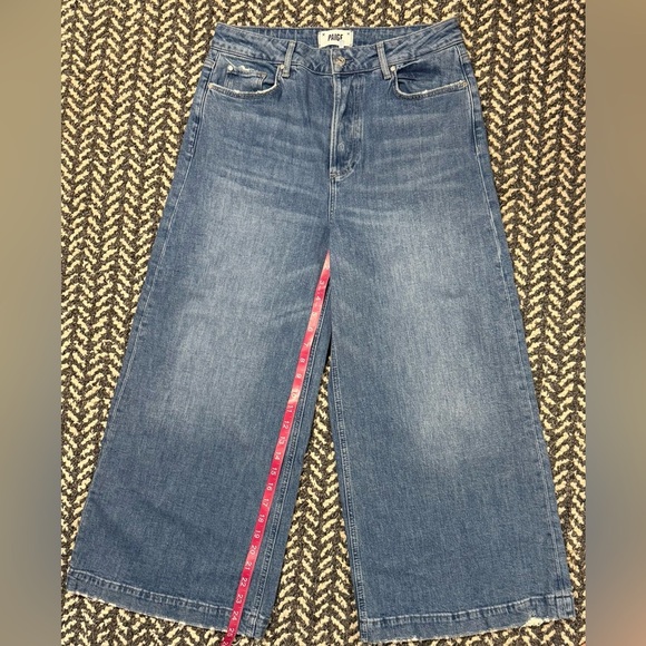 PAIGE Frankie Covered Button Fly Wide Leg Jean in Medium Wash Size 30 - Picture 6 of 8